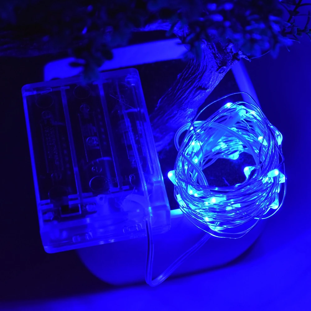 Светодиодная Серебристая строка с питанием от 3 батареек AA 2 м 20 светодиодов