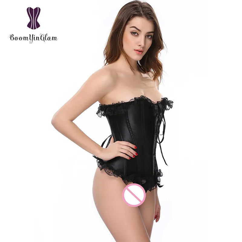 Бесплатная доставка Женский корсет с кружевной отделкой и застежкой на 3 крючка
