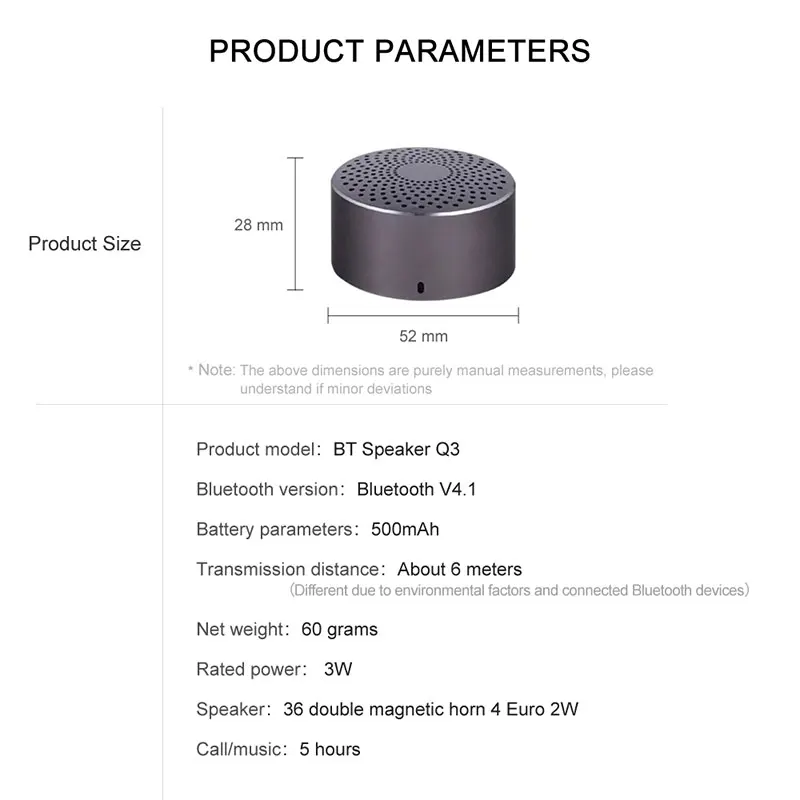 Q3 Портативный мини сабвуфер Bluetooth Динамик с микрофоном метал для смартфонов Ipad