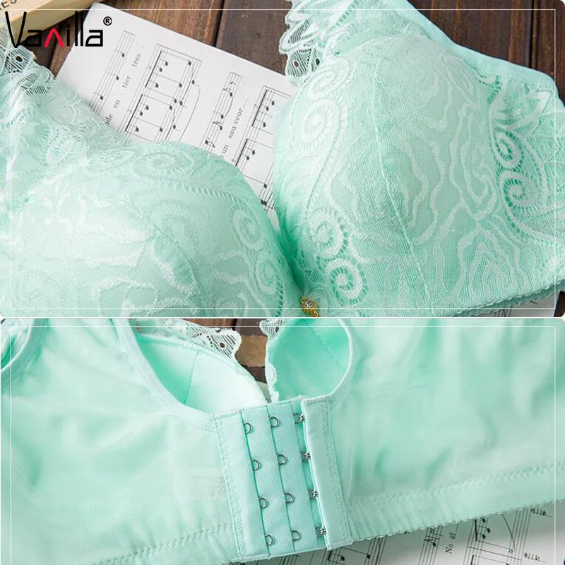 Ванильный пикантные Push Up Bra провода Бесплатная кружевные бюстгальтеры для Для