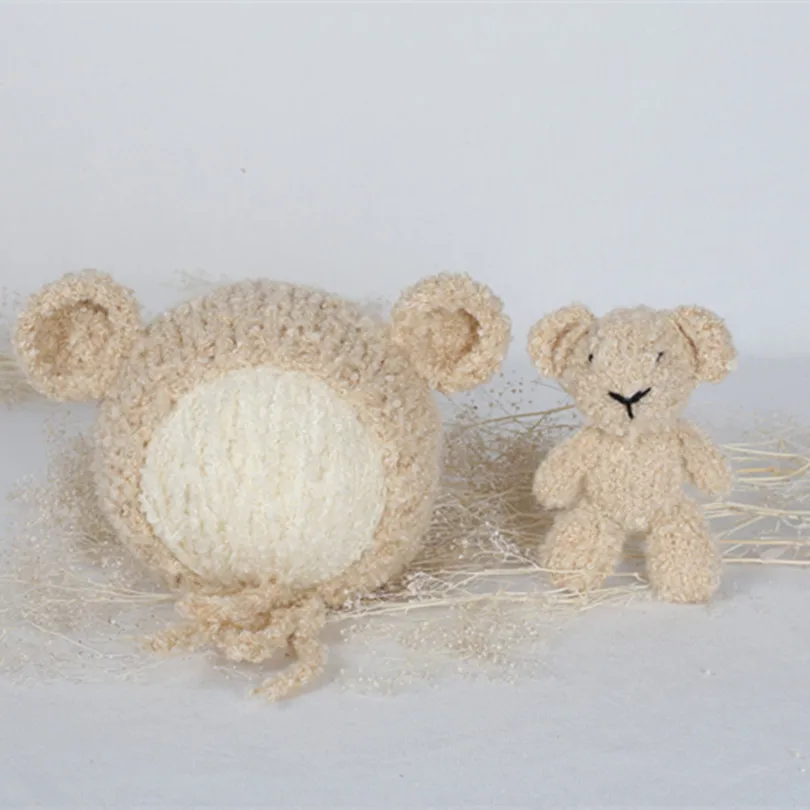 Crochet Cute Panda Hat Stuffed Toy Neutral Animal Bonnet Kitted Newborn Props Baby Boy Girl Shower Gift Photo | Детская одежда и