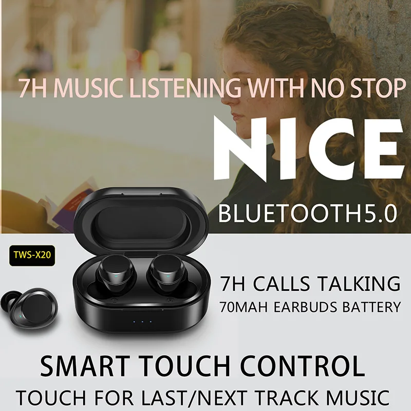 Bluetooth-наушники с сенсорным управлением двойным микрофоном и поддержкой Bluetooth 5 0 |