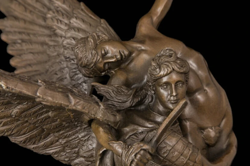 Скульптура ZSR в стиле арт деко Глория VICTIS Angel Save Nude Man Warrior Бронзовая статуя R0712