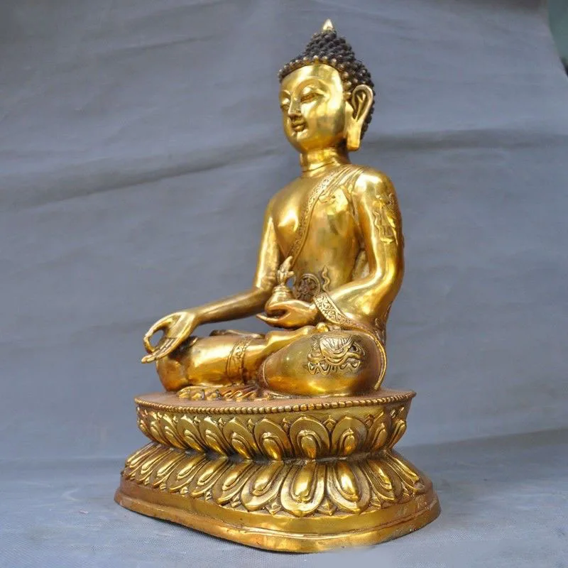 

wedding decoration 16" Tibet Buddhism bronze Gilt Sakyamuni Medicine Buddha Robe Medical God statue