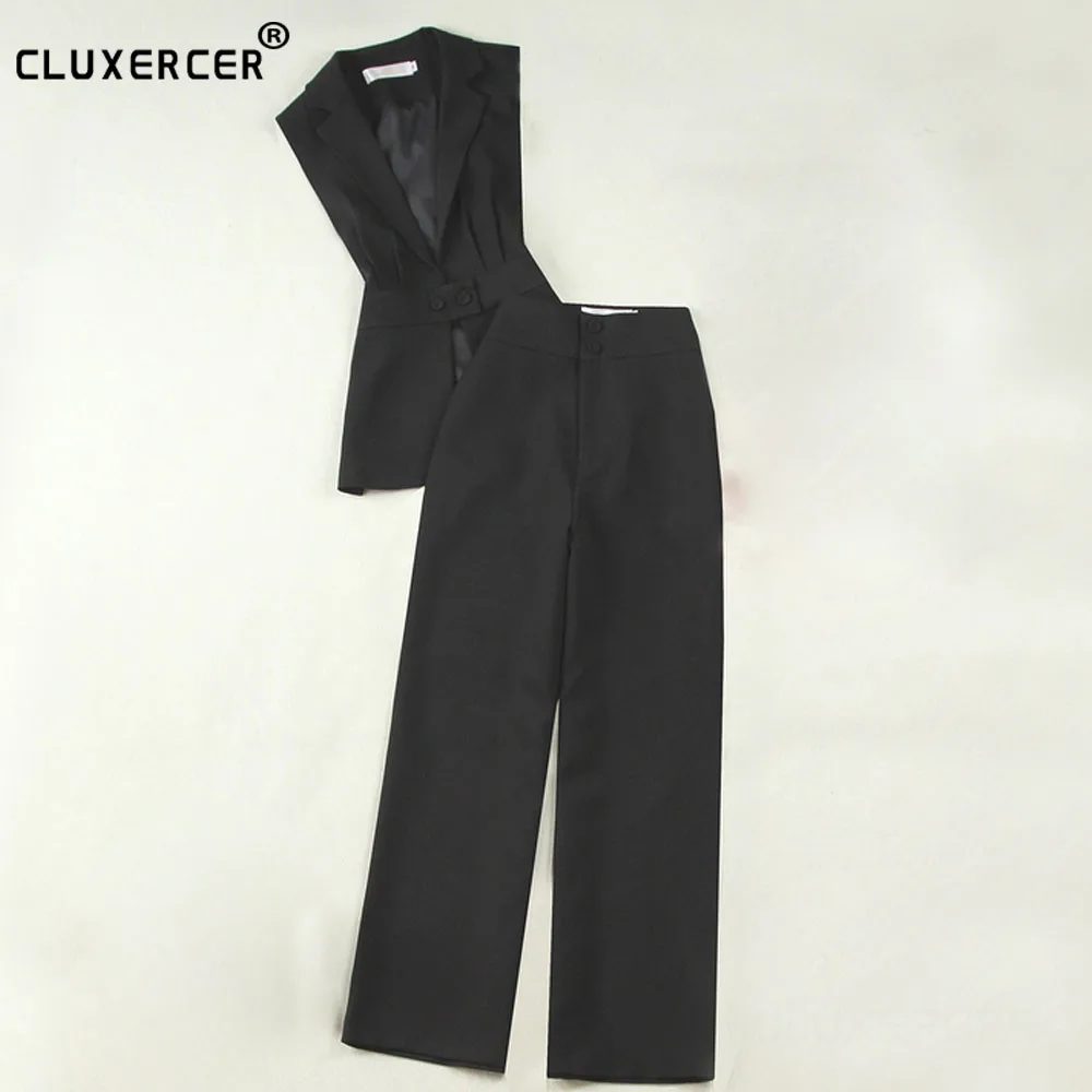 Повседневный офисный деловой костюм жилет + штаны для Женский комплект 2 шт.