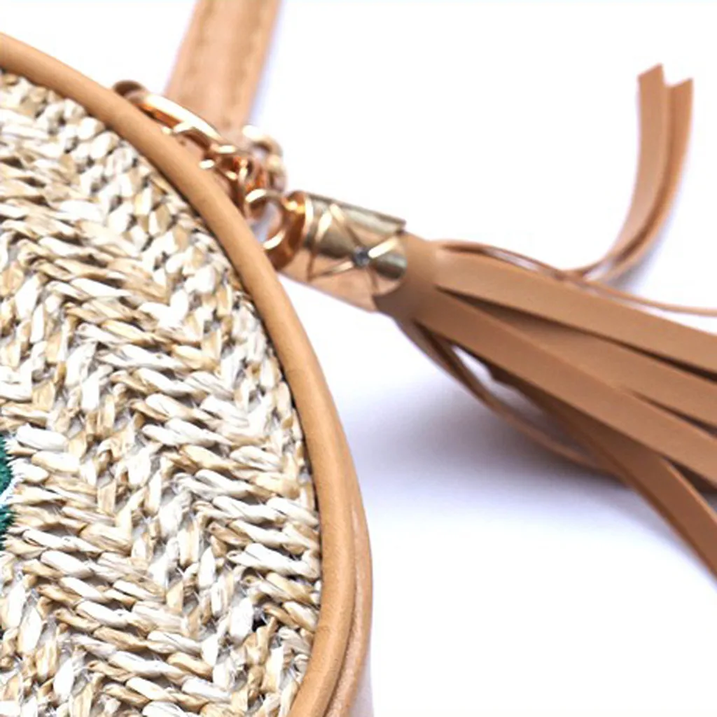 Модная женская Ретро сумка мешок с кисточками и перьями круглая пляжная