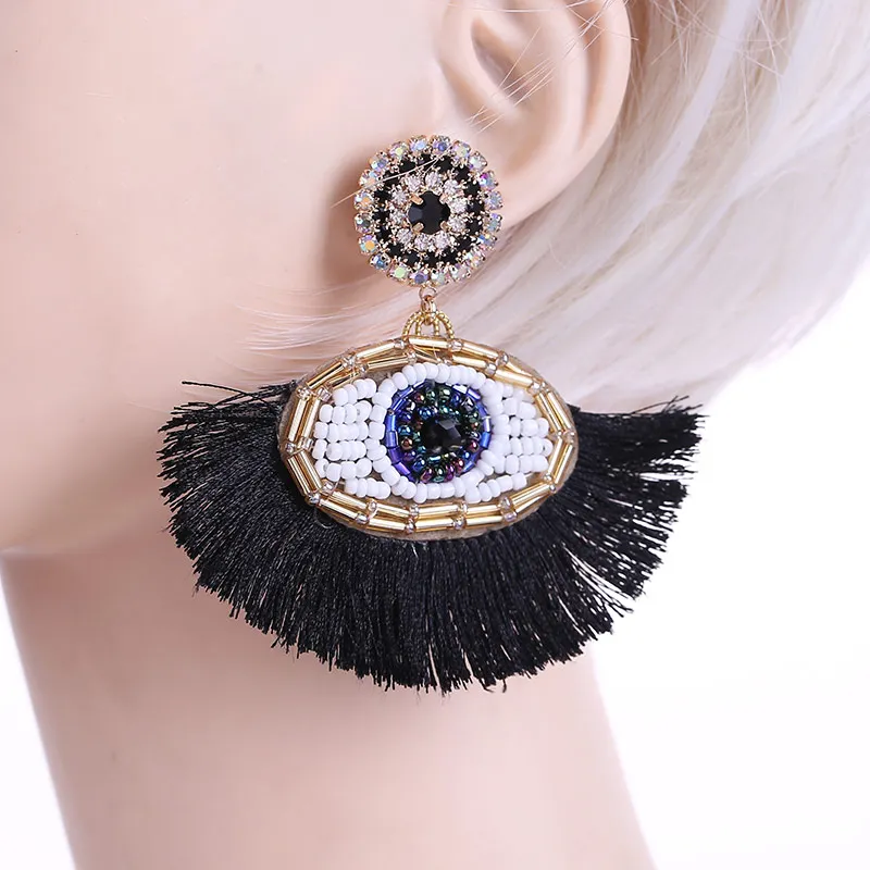 Sehuoran модные свисающие серьги для женщин богемные ручной работы со стеклянными