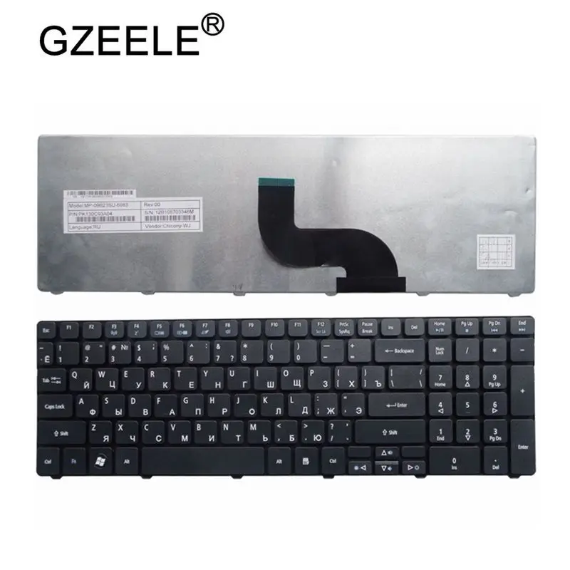 Клавиатура GZEELE для ноутбука ACER Aspire 90.4HV07.S0R V104730DS3 RU 9Z.N1H82.C0R PK130C92A04 AEZR7700010 NSK-ALC0R