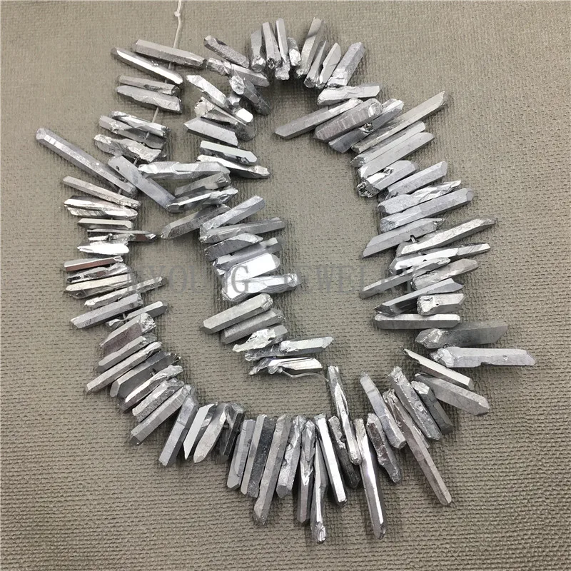 MY0787 натуральный кристалл кварца палочка из титановых бусин серебряные бусины с