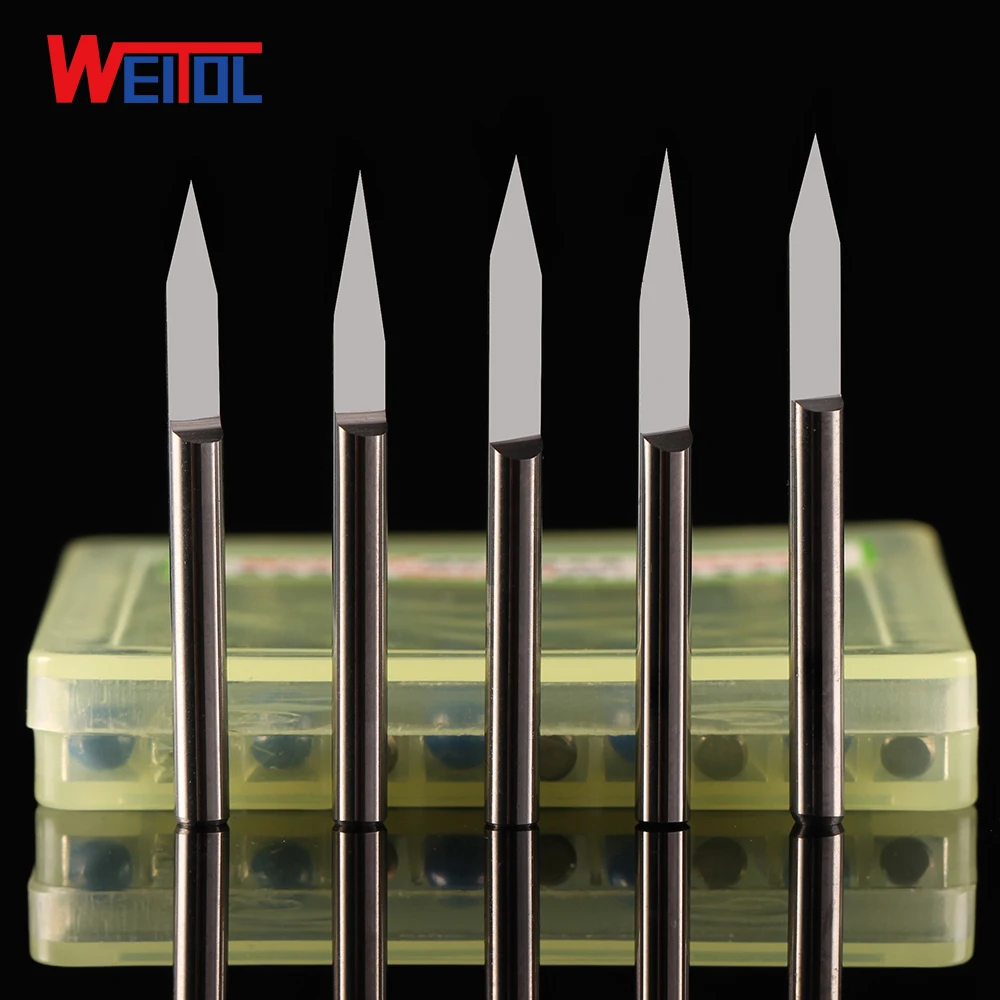 Weitol N 10 шт./лот 3,175 мм плоская Нижняя Гравировка Биты Карбид PCB резец V режущий нож Фрезы с ЧПУ