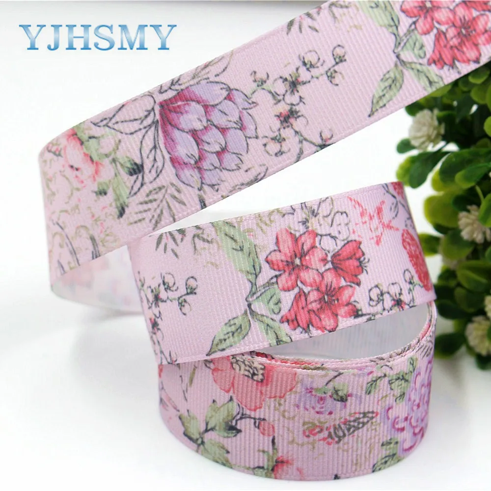 YJHSMY D 171208 399 10 ярдов 25 мм цветы напечатаны grosgrain ленты DIY ручной работы аксессуары