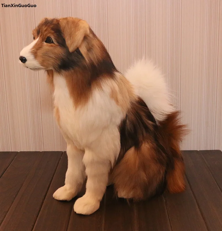 

large 43x46cm simulation dog squatting shepherd hard model polyethylene&furs handicraft home decoration gift s1499