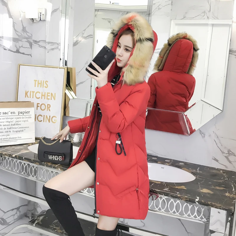 MIKU Длинные парки женские зимние куртки пальто толстый хлопок теплые женская