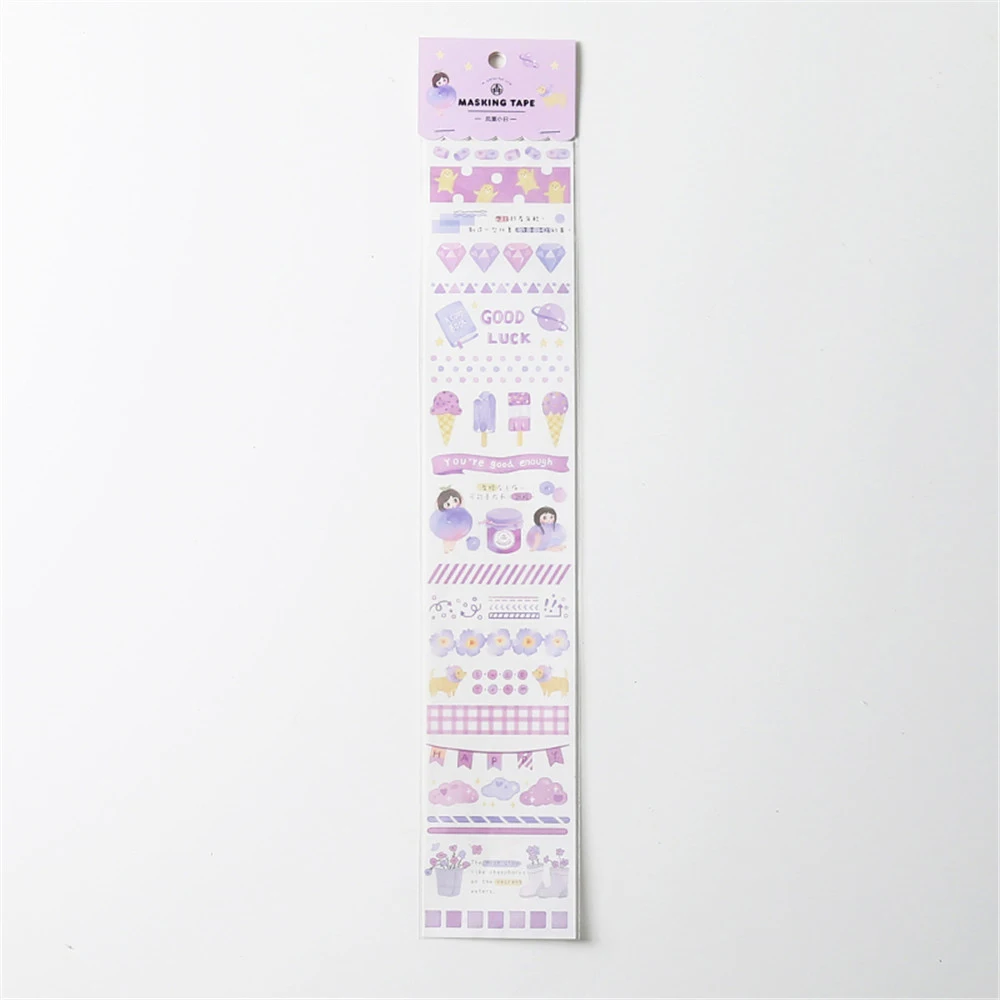 Фиолетовый 2 листа Милая Повседневная жизнь Васи Ленты Kawaii DIY Скрапбукинг дневник записная книжка Фотоальбом украшения длинные полосы Маскировочные ленты - Цвет: Фиолетовый