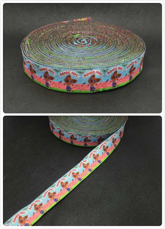 2014 NEW wholesale 7/8'(22 mmx10yards) 100% Polyester Woven Jacquard Ribbon cartoon ribbon &quotAdopt me &quot | Дом и сад