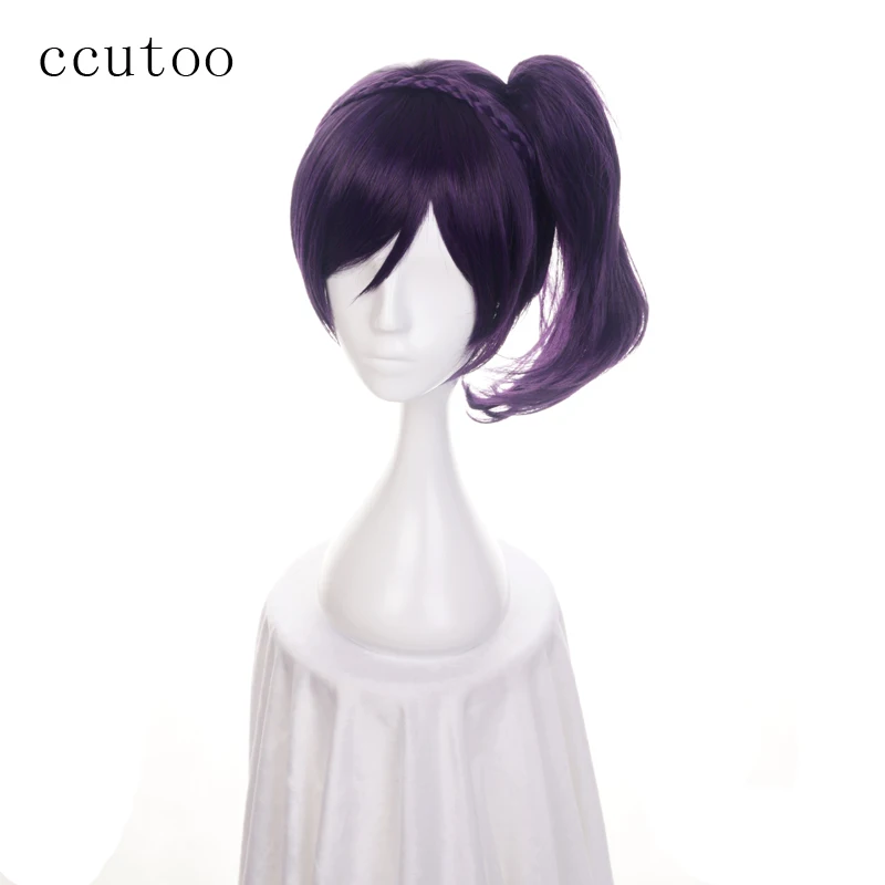 Ccutoo 35 см Nozomi Tojo фиолетовый короткий плетеный синтетический парик для косплея с