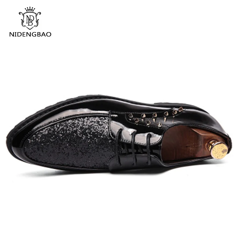 Кожаная мужская повседневная обувь Большие размеры 38-42 Модные светящиеся туфли в