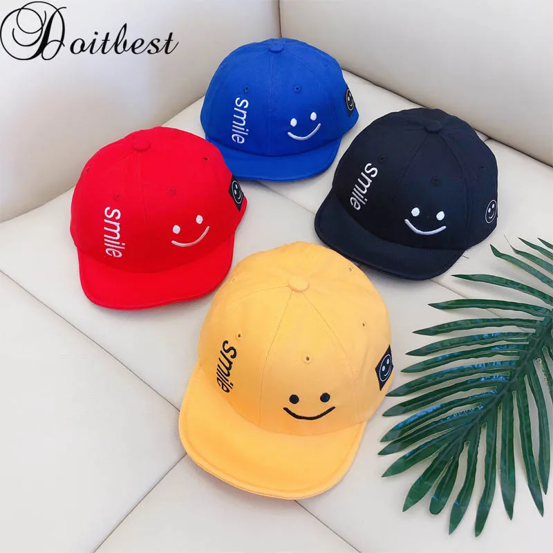 

Doitbest 1 to 4 Years Smiling face Children Baseball Cap Boys Girls Soft brim Snapback adjustable baby Kids Hip Hop Hat Sun cap