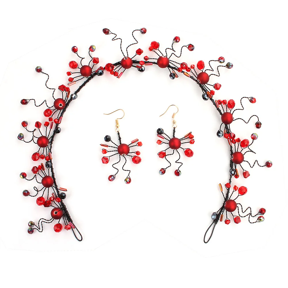 Красный Кристалл диадема из бусина винно красный цветок ободки для невесты