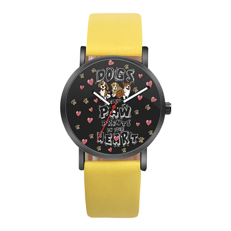 Yellow Horloge Dames WOK18302 модные часы с милым рисунком собаки, женские часы в свежем Стиле, популярные женские часы, Relogio Feminino@ 50 - Цвет: Yellow