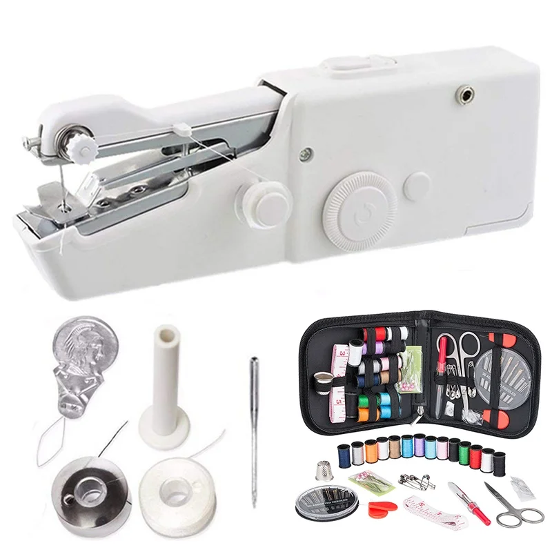 1 комплект портативная ручная швейная машина быстрая строчка шитье беспроводная
