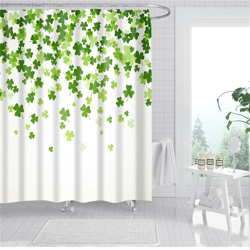 Red Flowers Printed 3d Shower Curtains Waterproof Polyester Fabric Bathroom Screen Chinese Style Bath Curtain Set with Hooks