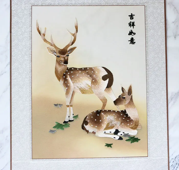 Вышивка Сучжоу вышивка ручной работы декоративные картины олень цветок рамка в