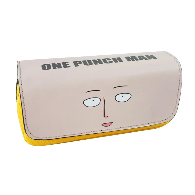 Аниме One Punch Man пенал сумка желтая Студенческая канцелярская