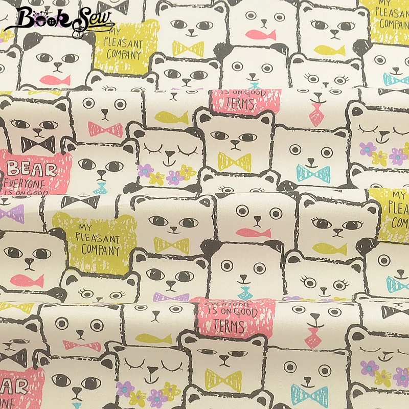 Booksew 100% хлопок саржевая детская ткань для кукол Tecido лоскутное шитье DIY с принтом