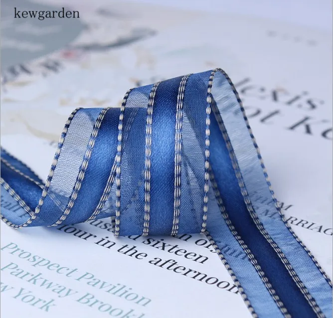 Kewgarden оптовая продажа 10 мм 16 25 40 полосатые ленты из пряжи атласные Аксессуары