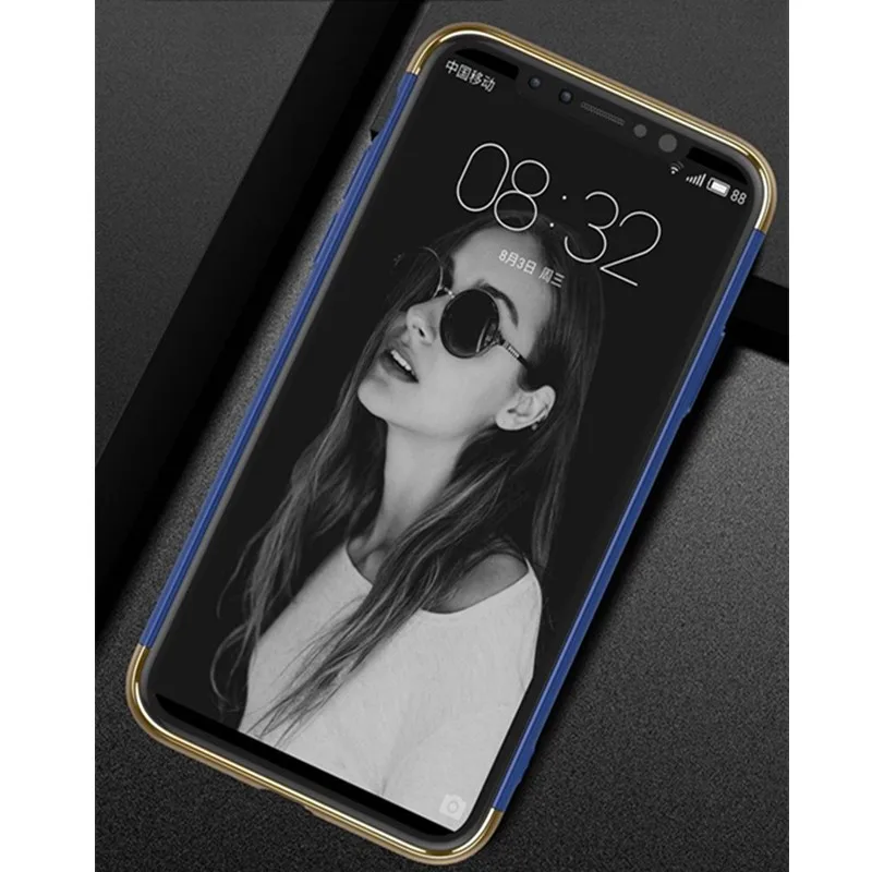Глянцевый Гальванизированный пластиковый чехол для телефона iPhone XS X 8 7 6 6s Plus 3 в 1