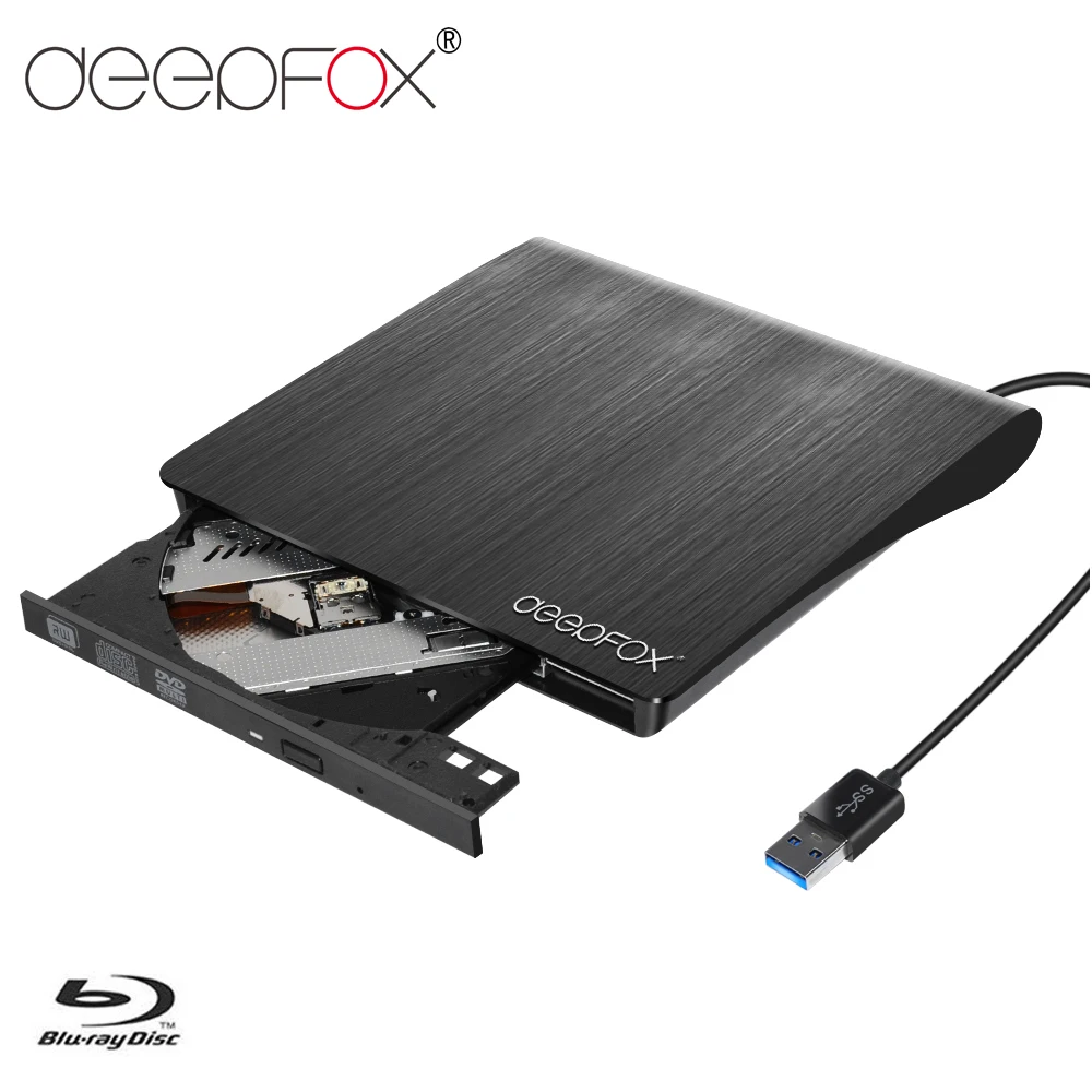 Deepfox Bluray проигрыватель Внешний оптический привод USB 3 0 Blu Ray BD ROM CD/DVD RW рекордер