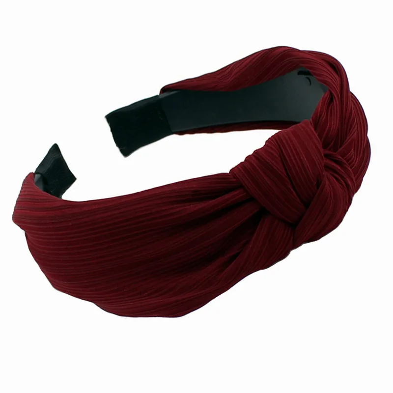 

Vintage Style Hairband Solid Color Jacquard Striped Center Knotted Headband Women Hair Accessory Wholesale