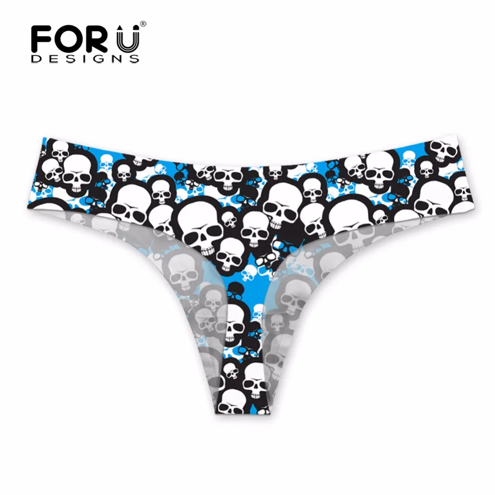 FORUDESIGNS Sexy Lingerie Women G strings Seamless Panties Female Underwear 3D Skull Heads Printed g Strings Bragas Mujer Briefs|seamless