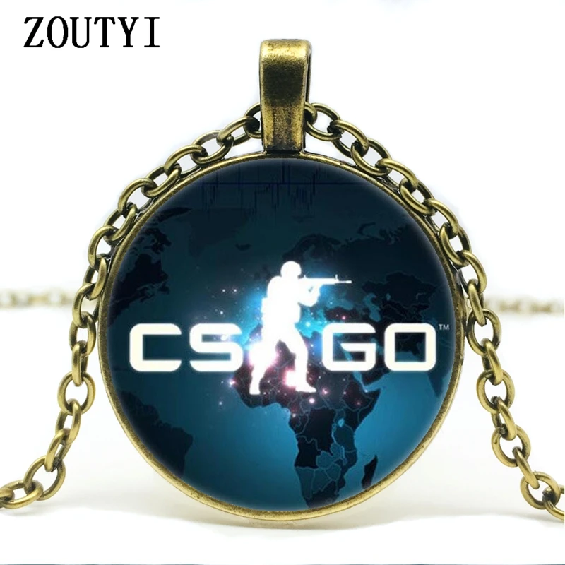 Bronze /игра CS GO, стеклянная цепочка, ожерелье для мужчин, CSGO, аниме, без воротника, мужской колье, Homme, массивная подвеска, ювелирное изделие, лучший подарок - Окраска металла: Bronze