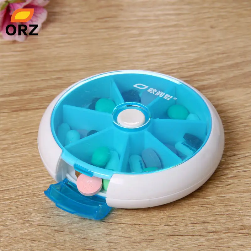 ORZ портативный футляр для таблеток ежедневный вращающийся чехол органайзер