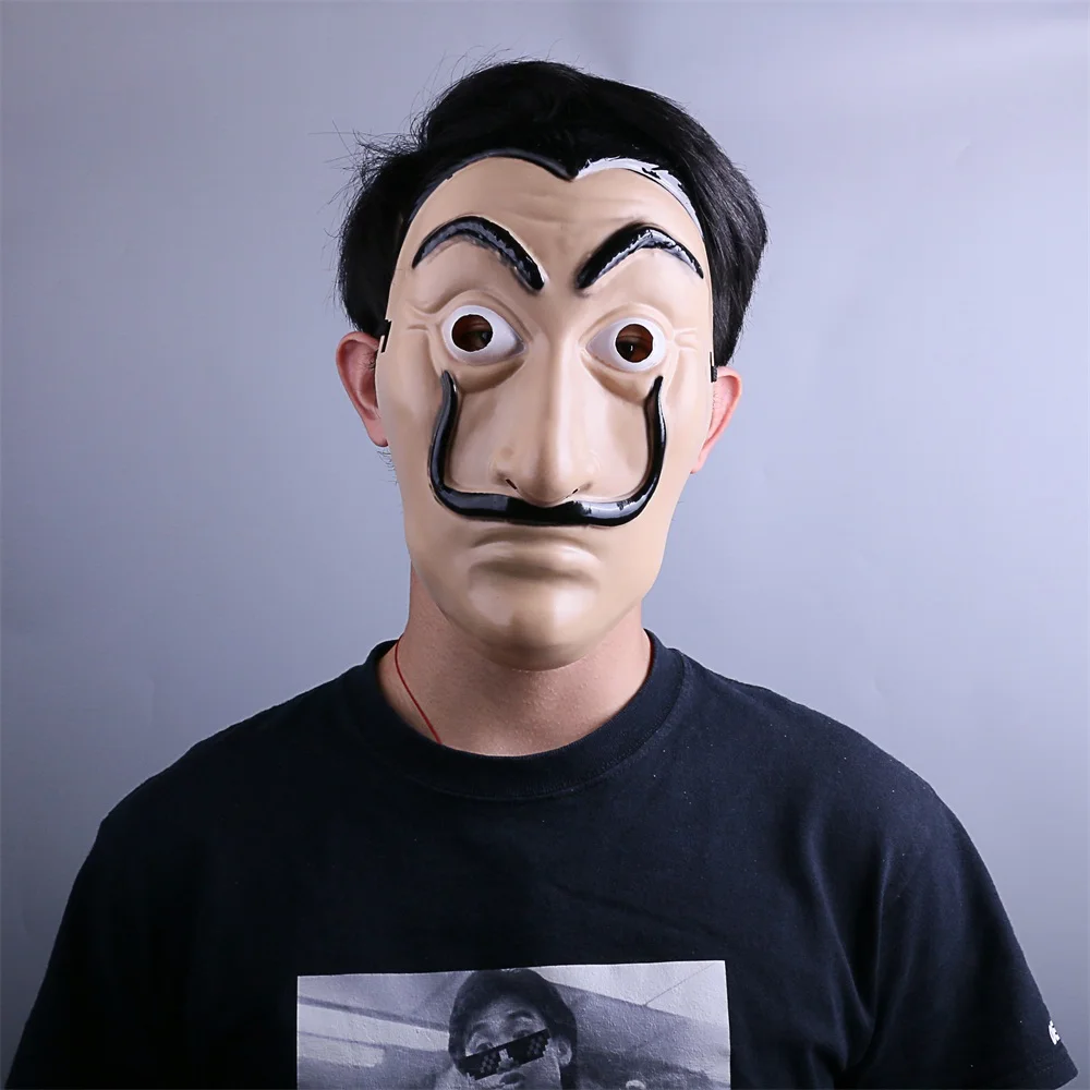 

La Casa De Papel Mask Salvador Dali Latex Mask Cosplay Halloween Realistic Adult Party Costume Props