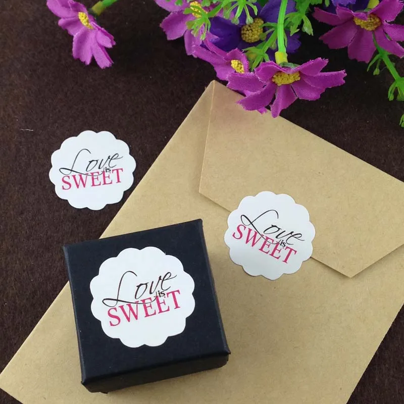 Волнистая белая бумага 100 шт./лот диаметр 3 см розовый &quotLove is Sweet&quot наклейки