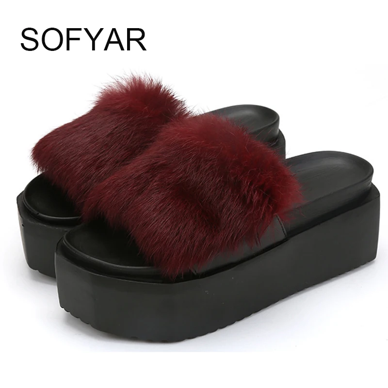 Яркие тапочки Нечеткие шлепанцы на плоской подошве со средним каблуком сезон