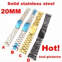 high quality 10pcslot wholesale 20mm solid stainless steel watch band curved end watch strap 4 color available 1532701
