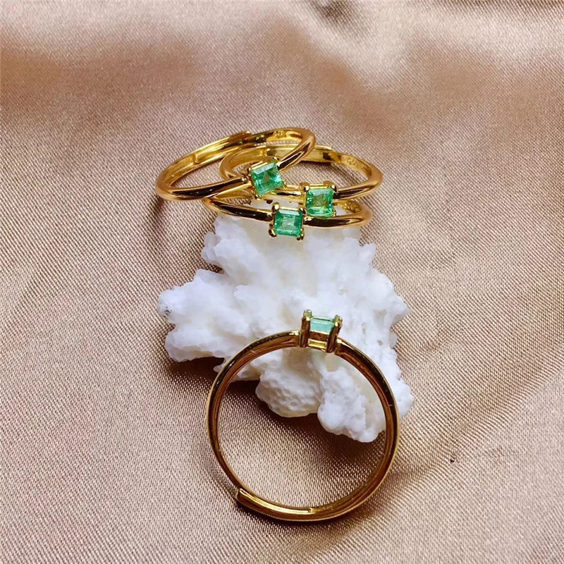 Женские кольца PROCOGEM из серебра 925 пробы с натуральным изумрудом|Кольца| |