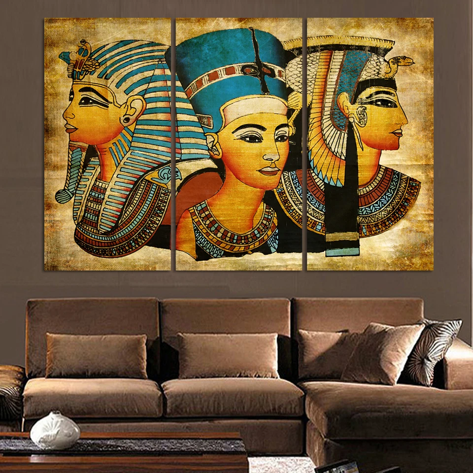 

Abstract Photo Wall Modular Pictures 3 Panel Ancient Egyptians For Living Room Decorative Unframed HD Poster Canvas Painting