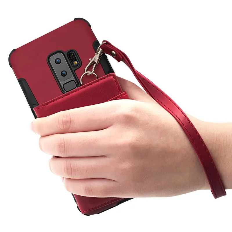 for Samsung Galaxy S9 s9 plus s9plus universal wallet luxury phone case Lanyard Plain Card Pocket Phone Cases s9+ | Мобильные