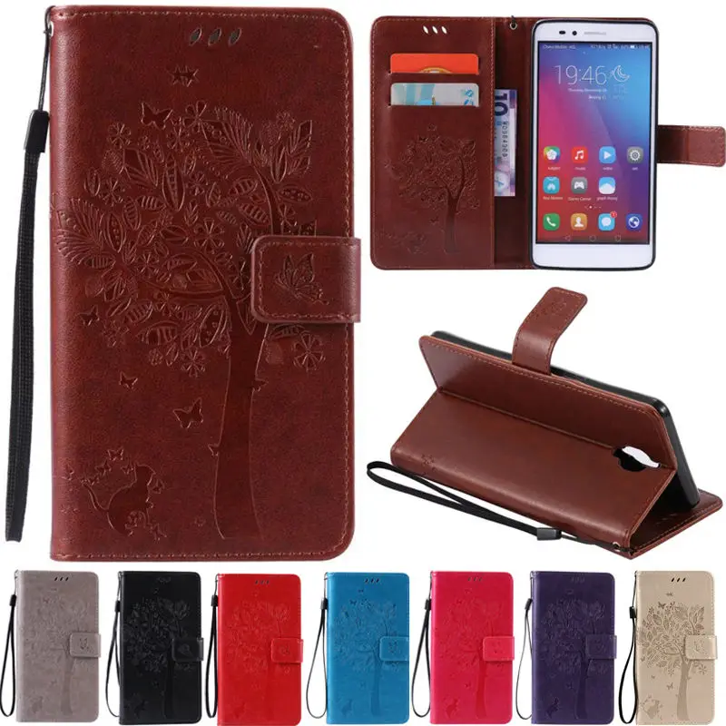 Leather Case For Huawei Ascend Mate 8 Дерево Cat Pattern Флип PU бумажник Кожа + Кремния С Гнездами Для