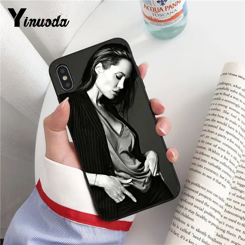 Yinuoda Angelina Jolie черный мягкий чехол для телефона из ТПУ iPhone 8 7 6 6S Plus 5 5S SE XR X XS MAX Coque Shell