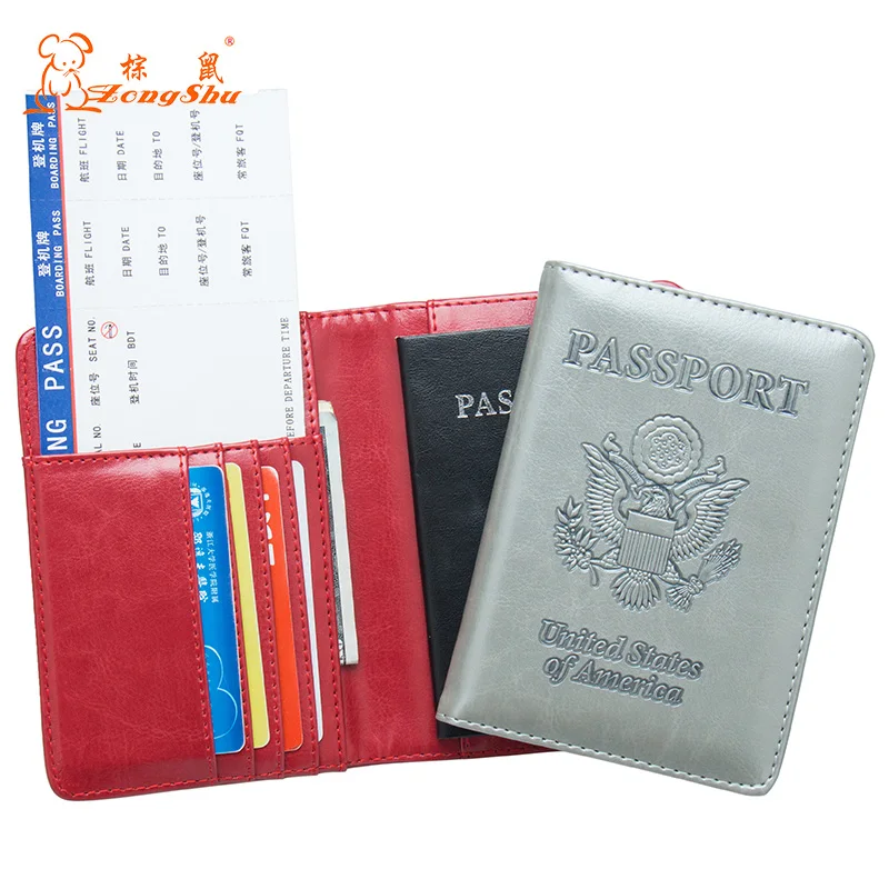

США красное масло двуглавый орел комплекс и новый держатель паспорта встроенный RFID Блокировка защиты личной информации