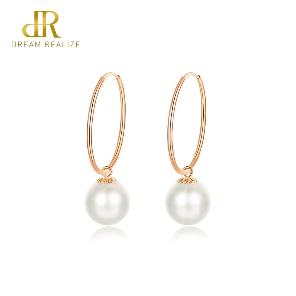 Женские серьги кольца с жемчугом DR 18 K натуральный круглый шар ювелирные