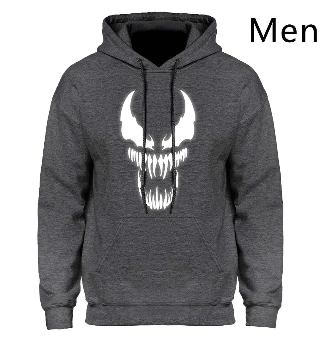 dark gray Толстовка "Веном" для мужчин, светящиеся в темноте толстовки с капюшоном, Пальто Harajuku, весенне-осенний флисовый светильник, светящаяся уличная одежда, Крутая толстовка с капюшоном - Цвет: dark gray