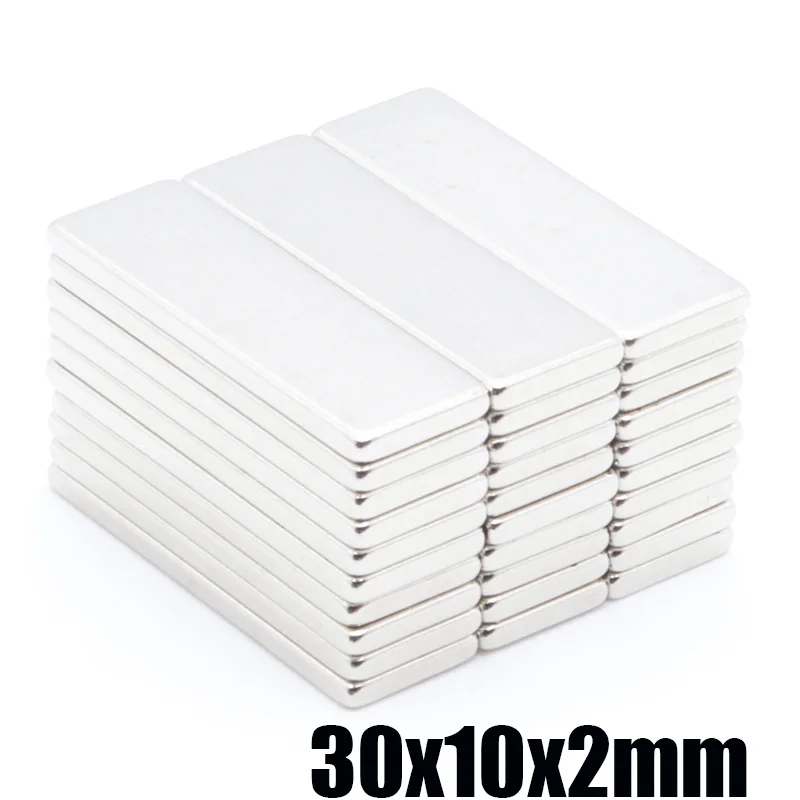 20 штук 30x10x2 мм N35 прямоугольный постоянный неодимовый магнит магниты сверх-редкоземельные магниты Неодимовый Магнит 30X10X2 мм