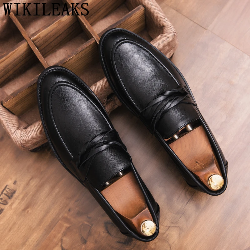 Office Shoes Men Formal Coiffeur Brand Wedding Classic Patent Leather Italian Elegant Sepatu Slip On Pria | Обувь